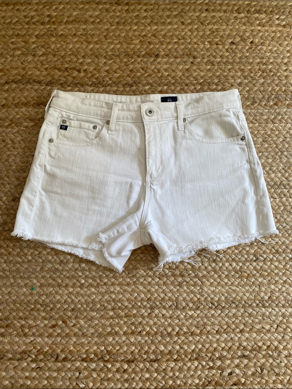 AG Adriano Goldschmied White Denim Cutoff Shorts